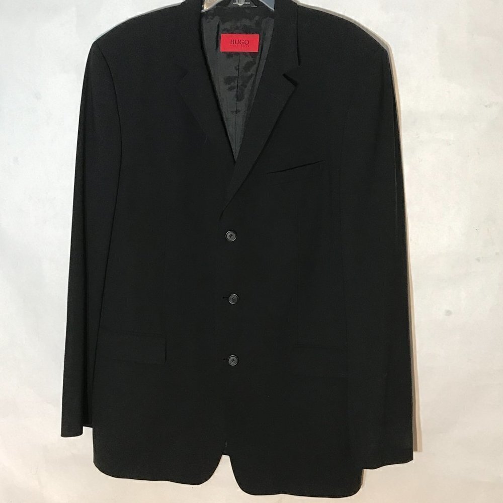 Hugo Boss Black Sport Coat Jacket Blazer size 44L Suit Designer 3 Button WooL - Picture 3 of 12